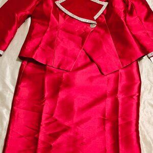 New G M I lined women's 2PCS set glamour wear size 18 red with faux diamond